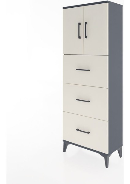 Arges Dolap 2 Raflı 3 Çekmeceli 2 Kapaklı 60X30X163 Antrasit-Aytaşı modelleri