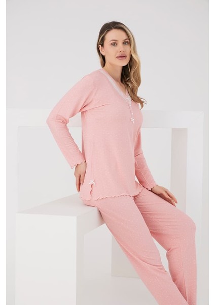 Viskon Puantiyeli V Yaka Pijama modelleri