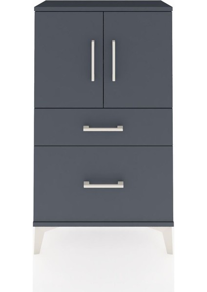 Arges Komodin 2 Raflı 2 Çekmeceli 2 Kapaklı 60X30X106 Antrasit-Antrasit fiyatları