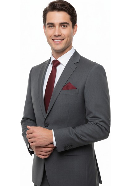Erkek Mat Saten Kumaş Kravat Klasik Mendilli Şık Kolay Şekil Alabilen Leke Tutmaz Slim Model modelleri