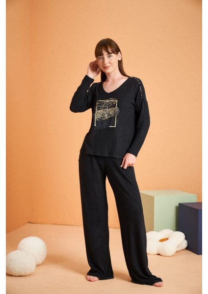 Kadın Siyah Pijama Takımı 28035