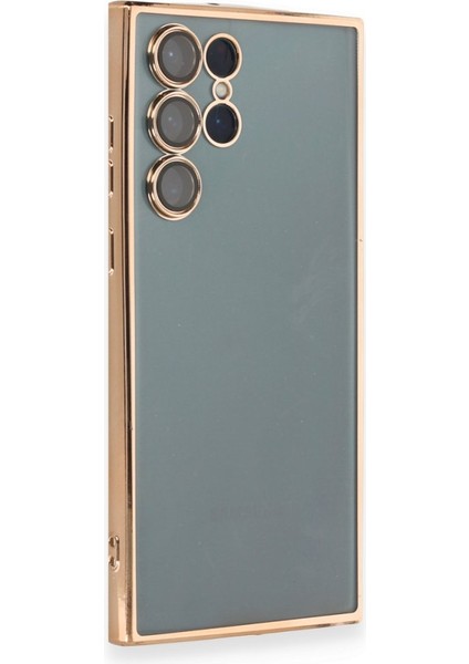 Samsung Galaxy S22 Ultra Kılıf Kamera Lens Korumalı Razer Lens Silikon Kapak - Gold