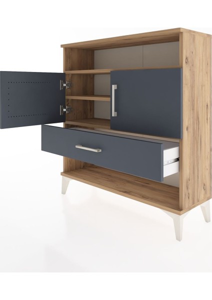 Arges Şifonyer 3 Raflı Tek Çekmeceli 2 Kapaklı 88X30X96 Çam-Antrasit fırsatları