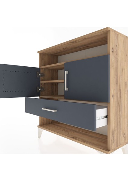 Arges Şifonyer 3 Raflı Tek Çekmeceli 2 Kapaklı 88X30X96 Çam-Antrasit indirimleri