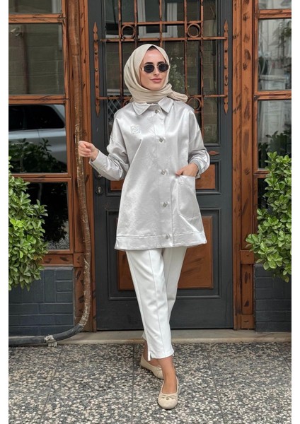 Ceket KA-B25-13076 Gümüş