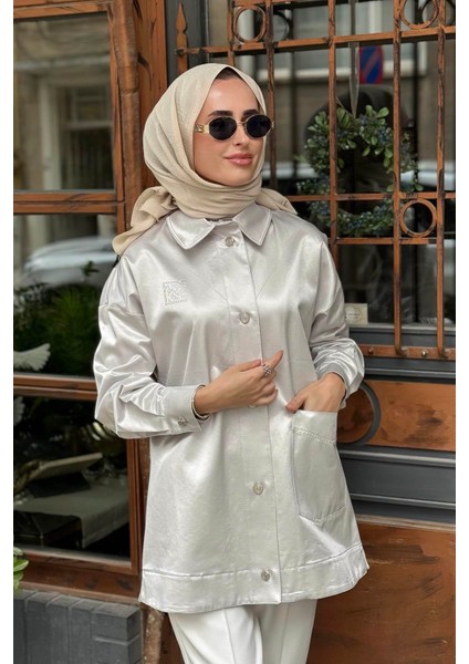 Ceket KA-B25-13076 Gümüş modelleri