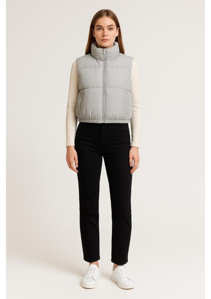 Fermuarlı Şişme Yelek M0308 Gri