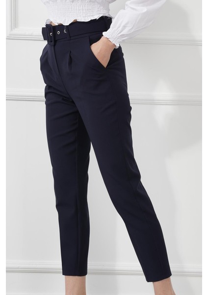Kemerli Double Paça Kumaş Pantolon M1533 Lacivert