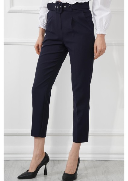 Kemerli Double Paça Kumaş Pantolon M1533 Lacivert modelleri