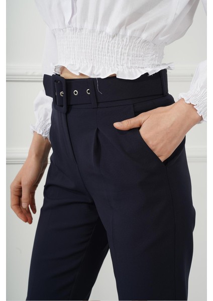 Kemerli Double Paça Kumaş Pantolon M1533 Lacivert