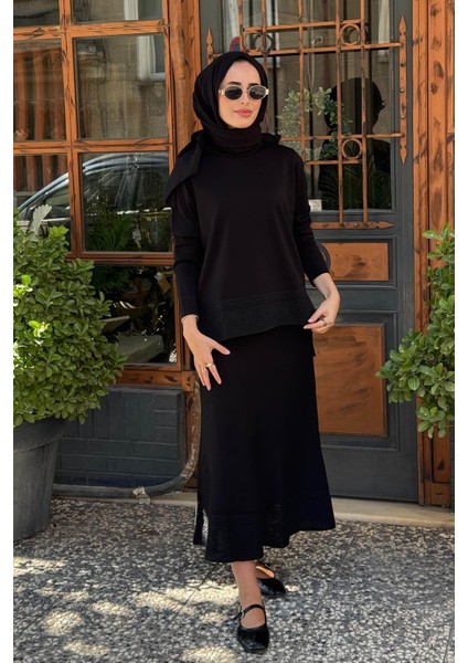 Nurcan Çetin Triko Etekli Takım NR159 Siyah