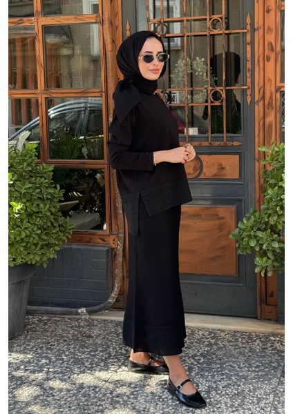 Nurcan Çetin Triko Etekli Takım NR159 Siyah fiyatları
