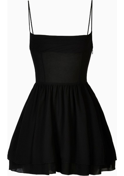 Chiffon Tiered Babydoll Mini Dress Ruched Bust Cami Dress Kadın Elbise fiyatları
