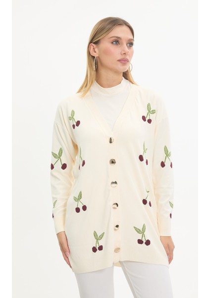 Kiraz Desenli Merserize Triko Hırka fiyatları