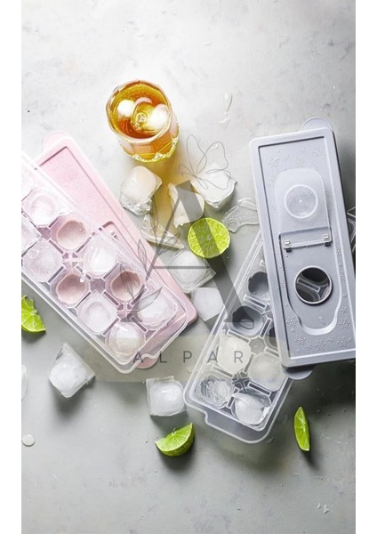 4 Adet 12 Bölmeli Silikon Kapaklı Buz Kalıbı Bas Parmak Buz Kalıbı Içecek Buzu