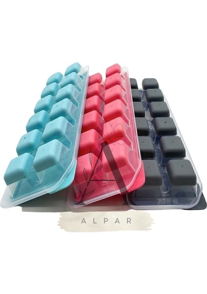 4 Adet 12 Bölmeli Silikon Kapaklı Buz Kalıbı Bas Parmak Buz Kalıbı Içecek Buzu