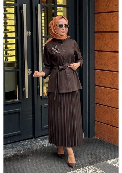 Nurcan Çetin Etekli Takım 25556 Kahve