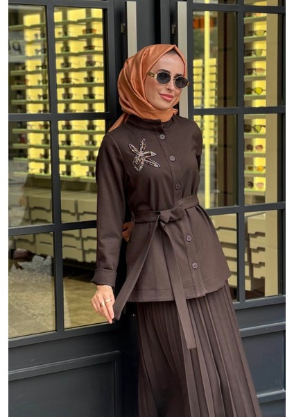 Nurcan Çetin Etekli Takım 25556 Kahve modelleri