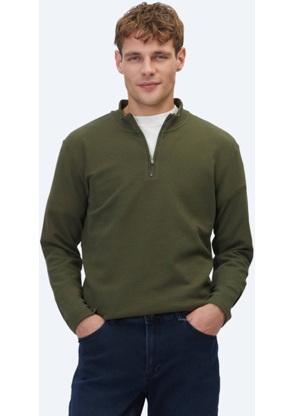 Haki Fitilli Bisiklet Yaka T-Shirt