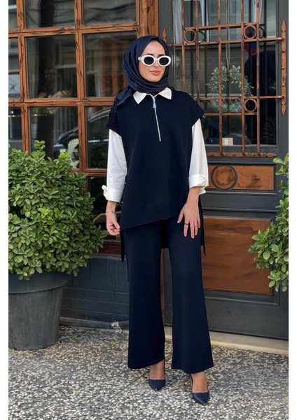 Nurcan Çetin Süveter Pantolon Triko Takım NR142 Lacivert