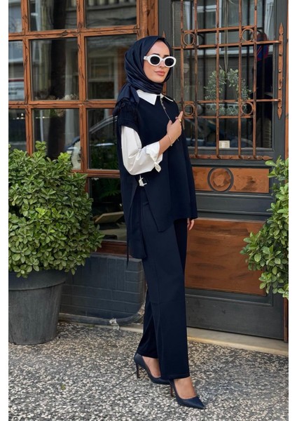 Nurcan Çetin Süveter Pantolon Triko Takım NR142 Lacivert fiyatları