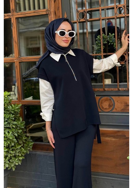 Nurcan Çetin Süveter Pantolon Triko Takım NR142 Lacivert modelleri