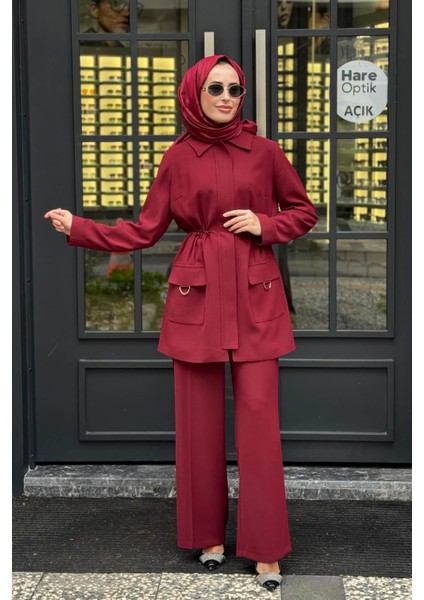Jamıla Sarah Buket Pantolonlu Takım FW26-9202 Bordo