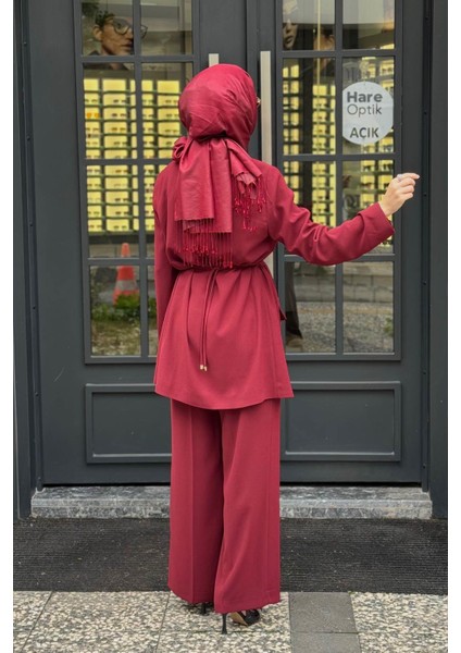 Jamıla Sarah Buket Pantolonlu Takım FW26-9202 Bordo fırsatları