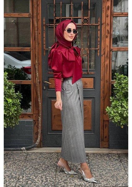 Jamıla Sarah Roya Etekli Takım FW26-2201 Bordo Gri fiyatları