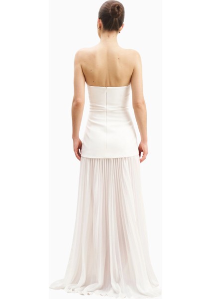 Structured Bodice Gown Pleated Maxi Length Formal Dress Kadın Elbise fiyatları