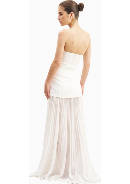 Structured Bodice Gown Pleated Maxi Length Formal Dress Kadın Elbise modelleri