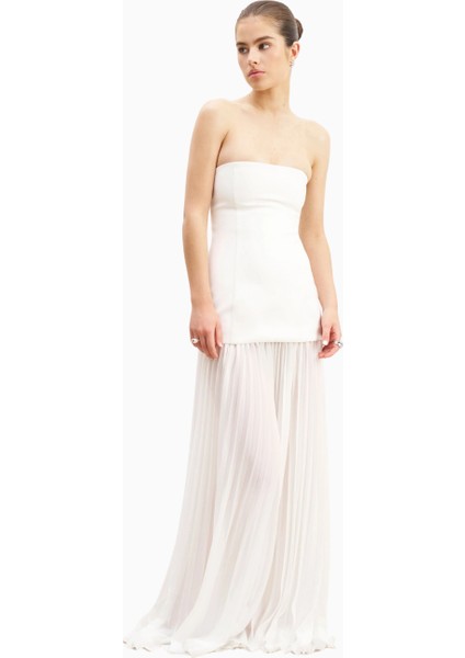 Structured Bodice Gown Pleated Maxi Length Formal Dress Kadın Elbise indirimleri