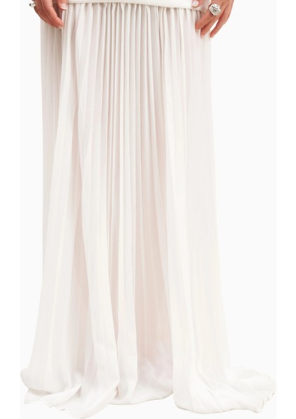 Structured Bodice Gown Pleated Maxi Length Formal Dress Kadın Elbise