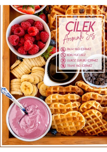 Çilek Aromalı Sos - Waffle & Krep & Pankek & Tatlı & Dondurma & Kruvasan Sos - 300 gr / 225 ml fiyatları