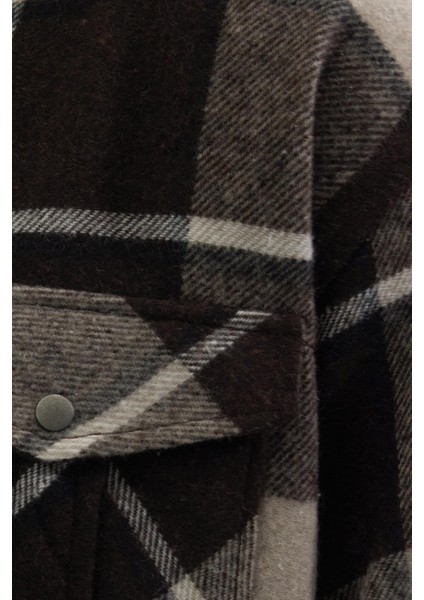 Erkek Relax Fit Rahat Kesim Oduncu Çift Cep Düğmeli Kareli Kışlık Gömlek