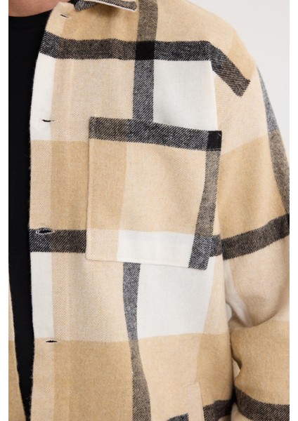 Erkek Relax Fit Rahat Kesim Spor Yaka Kareli Flotalı Cep Kışlık Gömlek modelleri