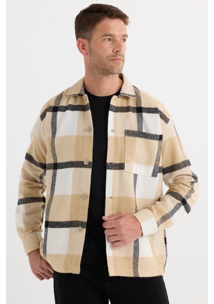 Erkek Relax Fit Rahat Kesim Spor Yaka Kareli Flotalı Cep Kışlık Gömlek fırsatları