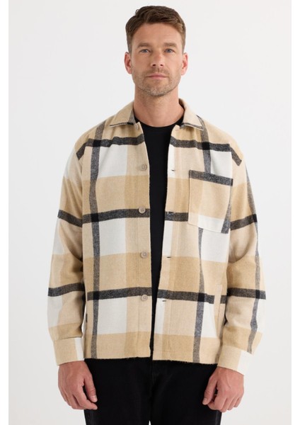 Erkek Relax Fit Rahat Kesim Spor Yaka Kareli Flotalı Cep Kışlık Gömlek indirimleri