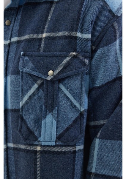 Erkek Relax Fit Rahat Kesim Oduncu Çift Cep Düğmeli Kareli Kışlık Gömlek modelleri