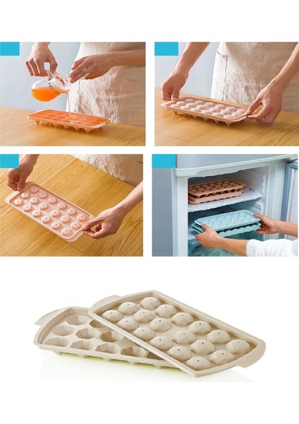 4 Adet 18 Bölmeli Kapaklı Elmas Buz Şekilli Buz Kalıbı Plastik Pratik Buz Kalıbı Buzluk Lüks Buz modelleri