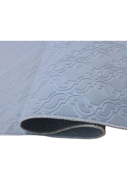 Elit Embos Gri Kabartmalı Saçaklı Kaymaz Taban Yıkanabilir Kesme Yolluk Halı indirimleri