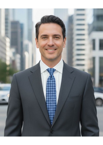 Mavi Lacivert Geometrik Desenli 8 cm Genişlikte Klasik Kravat modelleri