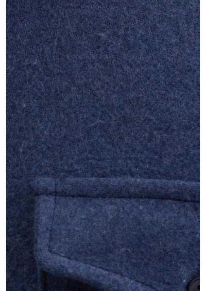 Erkek Slim Fit Tek Cep Kapaklı Düz Oduncu Spor Indigo Gömlek