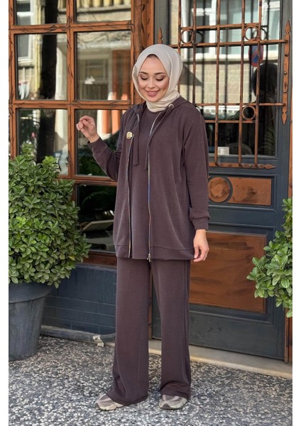 Pantolonlu 3 Lü Takım 26KZ1012 Kahve