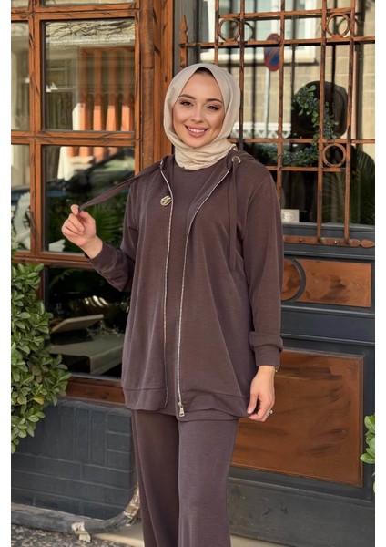 Pantolonlu 3 Lü Takım 26KZ1012 Kahve modelleri