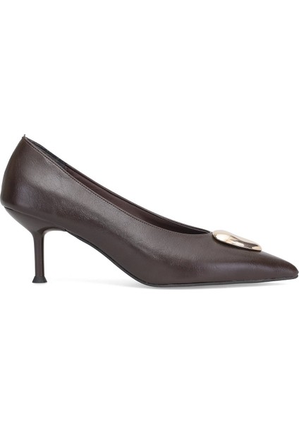 Elit PM486 K217 Kadın Klasik Topuklu Ayakkabı Kahverengi