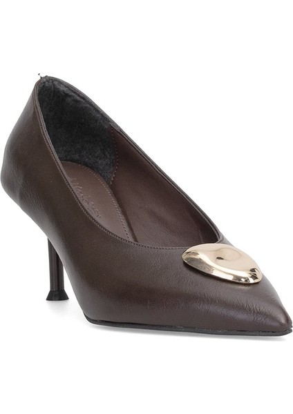 Elit PM486 K217 Kadın Klasik Topuklu Ayakkabı Kahverengi fiyatları