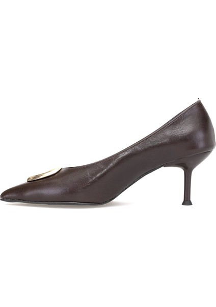 Elit PM486 K217 Kadın Klasik Topuklu Ayakkabı Kahverengi modelleri