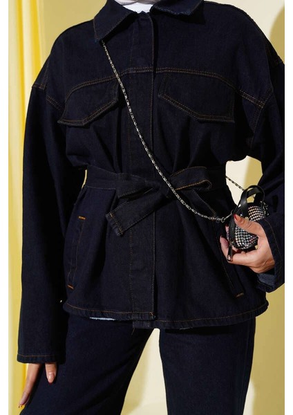 Belden Bağlama Detaylı Denim Dot Takım modelleri