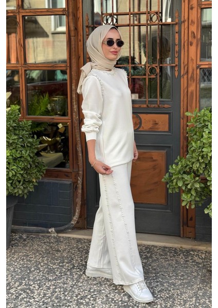 Inci Detaylı Pantolonlu Takım 25W4008 Ekru fiyatları
